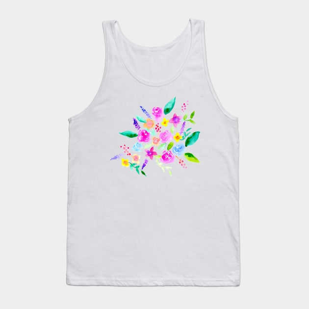 Watercolor Flowers Florals Cute Tank Top by kristinedesigns